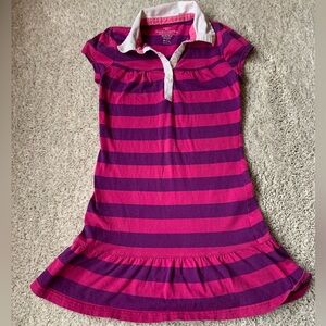 🎆🎇3for$9 Faded Glory girls polo dress- size M 7/8- pink and purple stripes